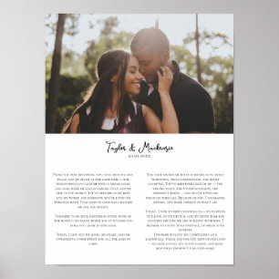 Our Wedding Vows and Photo personalised Minimalist Poster