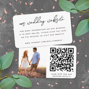 Our Wedding Website   QR Code Simple Photo RSVP Enclosure Card