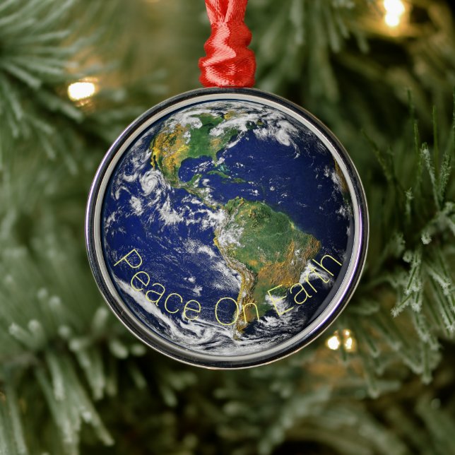 Our World - Peace On Earth Metal Ornament (Tree)