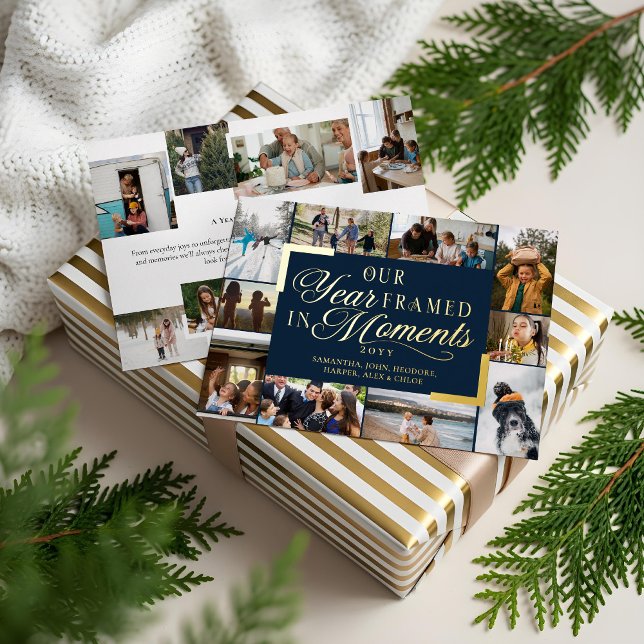 Our Year Framed in Moments Family Photos Christmas Foil Holiday Card (Our Year Framed in Moments Family Photos Christmas Foil Holiday Card)