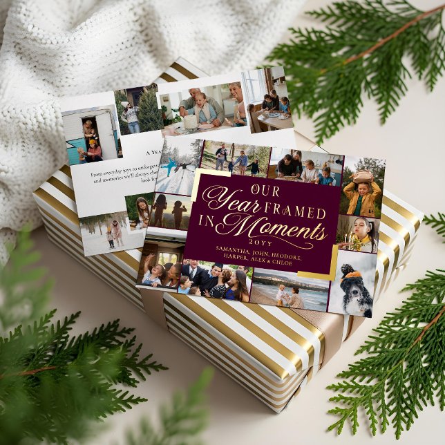 Our Year Framed in Moments Family Photos Christmas Foil Holiday Card (Our Year Framed in Moments Family Photos Christmas Foil Holiday Card)