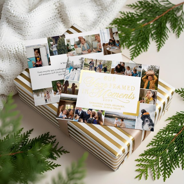 Our Year Framed in Moments Family Photos Christmas Foil Holiday Card (Our Year Framed in Moments Family Photos Christmas Foil Holiday Card)