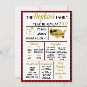 our year in review, family event Christmas red Holiday Card