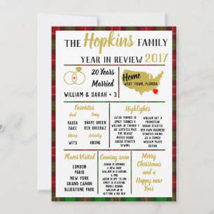 our year in review, family event Christmas red Holiday Card