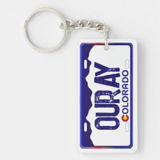 Ouray Colorado blue license plate keychain