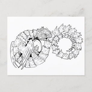 Ourboros Eternity Dragon Colouring Postcard