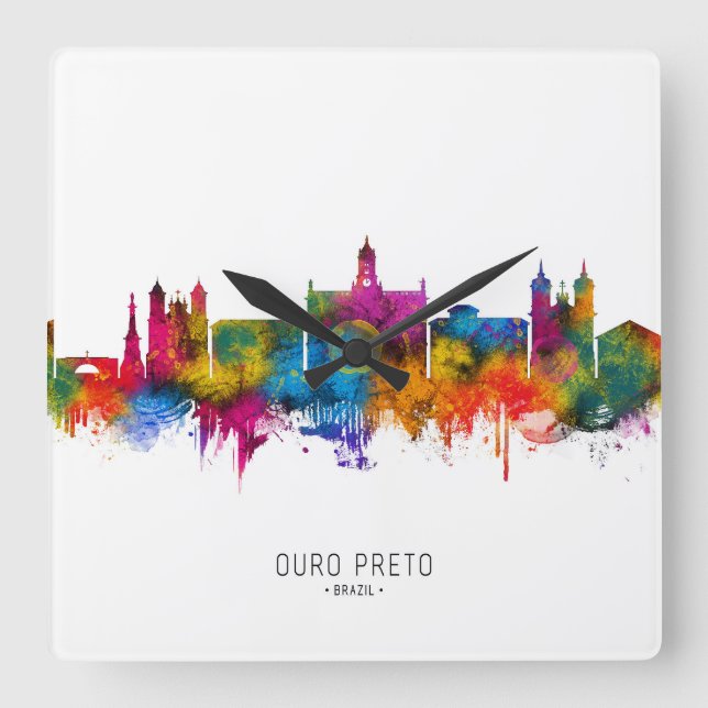 Ouro Preto Brazil Skyline Square Wall Clock (Front)