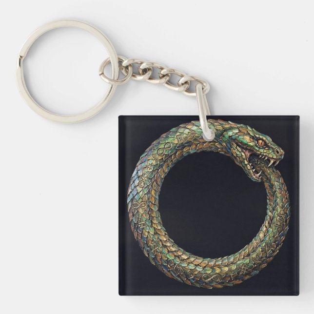 Ouroboros — Ancient Serpent Symbol Runic Poster Key Ring (Front)