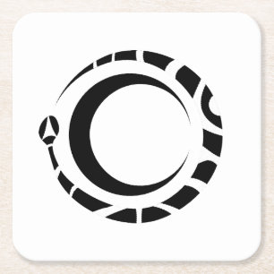 ouroboros and moon square paper coaster
