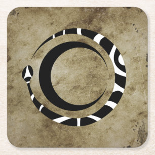 ouroboros and moon square paper coaster