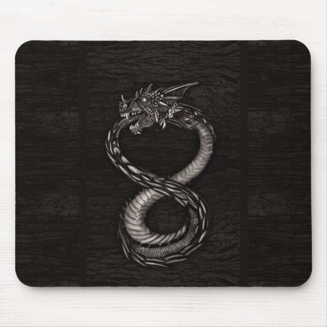 Ouroboros Infinity Dragon on bark texture Mouse Pad (Front)