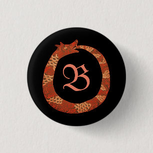 Ouroboros monogram 3 cm round badge