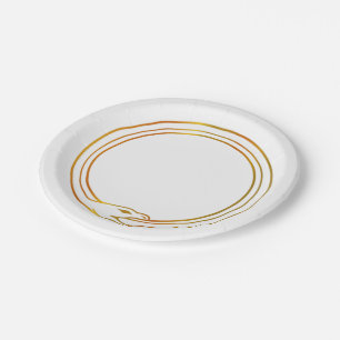 Ouroboros snake golden self ingesting snake symbol paper plate