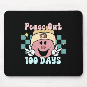 Out 100 Days Of School Smile Face Retro Groovy Tea Mouse Pad