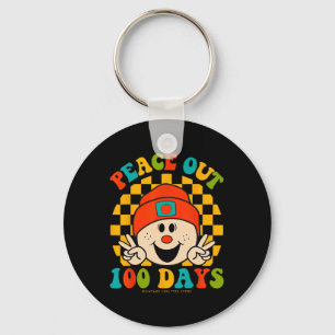 Out 100 Days Of School Teacher Student Eyes Happy  Key Ring