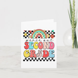 Out 2nd Grade Retro Groovy Happy Last Day Of Schoo Card