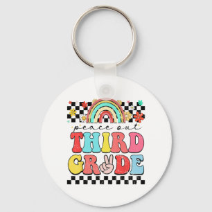 Out 3rd Grade Retro Groovy Happy Last Day Of Schoo Key Ring
