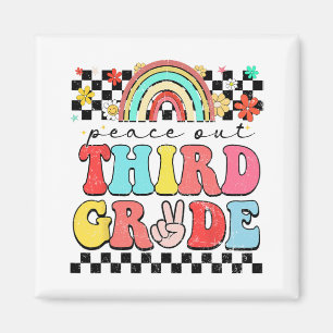 Out 3rd Grade Retro Groovy Happy Last Day Of Schoo Magnet