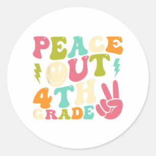 Out 4th Grade Groovy Graduation Last Day Of School Classic Round Sticker