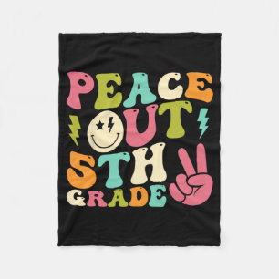 Out 5th Grade Groovy Graduation Last Day Of School Fleece Blanket
