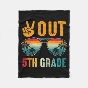 Out 5th Grade Retro Graduation Last Day Of School Fleece Blanket