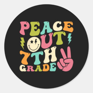 Out 7th Grade Groovy Graduation Last Day Of School Classic Round Sticker