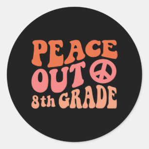 Out 8th Grade Funny Retro 70's Last Day Of 8th Gra Classic Round Sticker