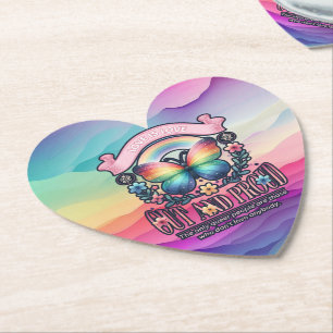 Out and Proud Gay Pride Party Paper Coaster