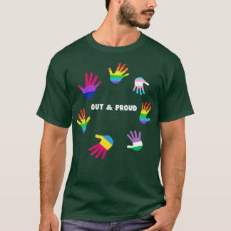Out And Proud  LGBT Gay Pride Tee LGBTQ Supporter 