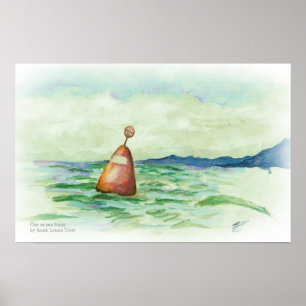 Out at sea Buoy watercolor sketch print