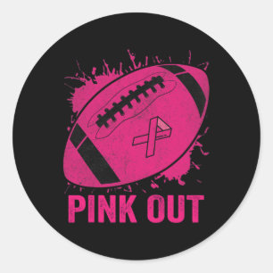 Out Breast Cancer Awareness Football Breast Cancer Classic Round Sticker