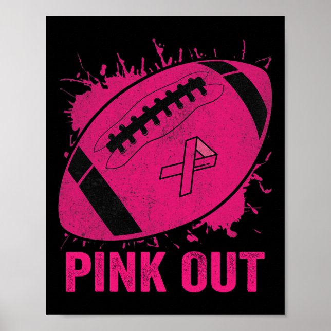 Out Breast Cancer Awareness Football Breast Cancer Poster (Front)
