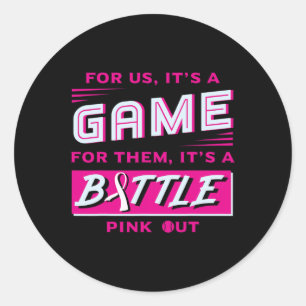 Out Breast Cancer Softball Ball Pink Ribbon Mammog Classic Round Sticker