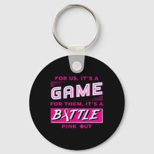 Out Breast Cancer Softball Ball Pink Ribbon Mammog Key Ring