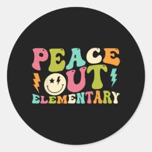 Out Elementary Groovy Graduation Last Day Of Schoo Classic Round Sticker