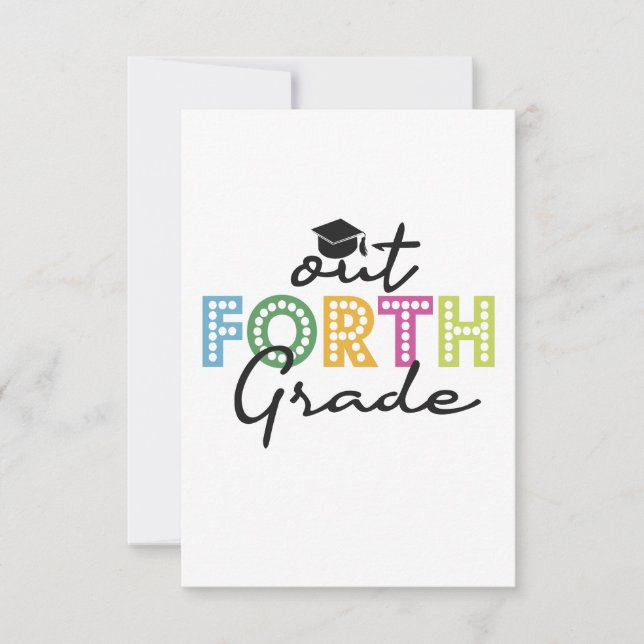 Out Forth Grade Graduation Senior Summer Vacation Thank You Card (Front)