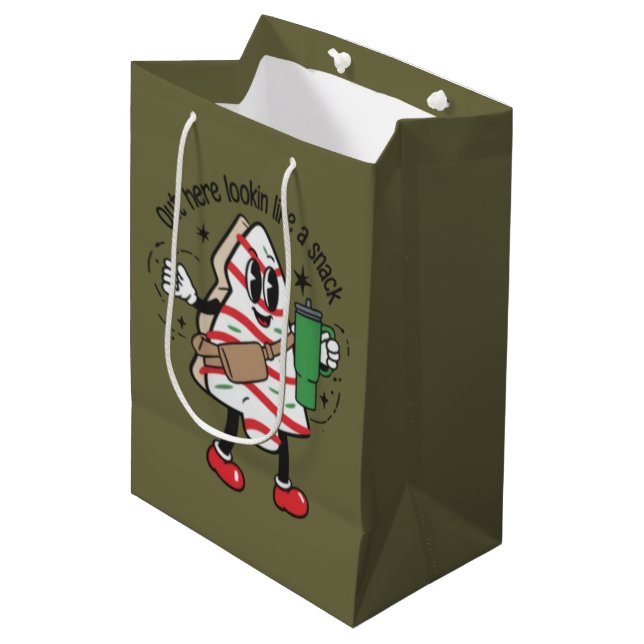 Out Here Lookin Like A Snack Christmas Tree Cake  Medium Gift Bag (Front Angled)
