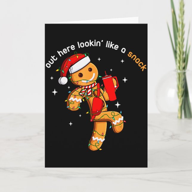 Out Here Looking Like A Snack Funny Xmas Light Gin Card (Front)