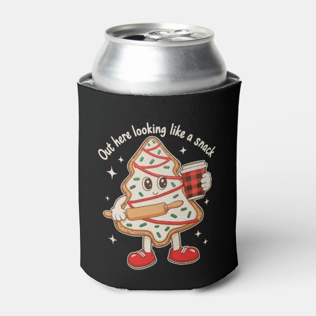 Out Here Looking Like A Snack Xmas Tree Cake Can Cooler (Can Front)