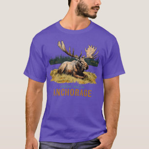 Out in Anchorage Alaska Moose Art Souvenir TShirt