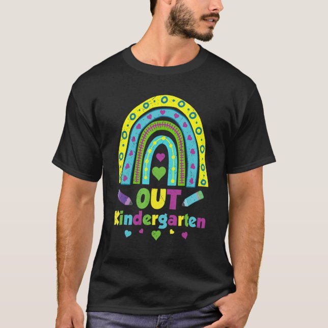 Out Kindergarten Boho Rainbow Peace School Kinder  T-Shirt (Front)