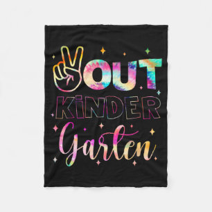 Out Kindergarten Tie Dye Last Day Of School Teache Fleece Blanket