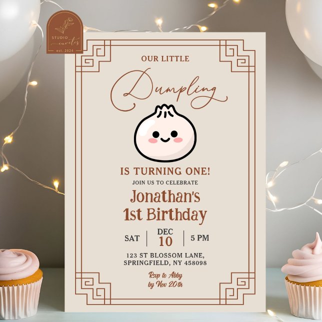 Out Little Dumpling Chinese Bao First Birthday Invitation (Creator Uploaded)