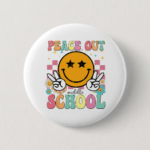 Out Middle School Groovy Graduation Last Day Of Sc 6 Cm Round Badge