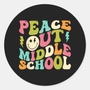 Out Middle School Groovy Graduation Last Day Of Sc Classic Round Sticker