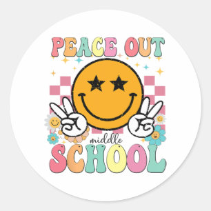 Out Middle School Groovy Graduation Last Day Of Sc Classic Round Sticker
