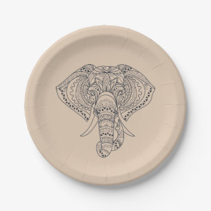Out of Africa theme dinner party with elephant Paper Plate