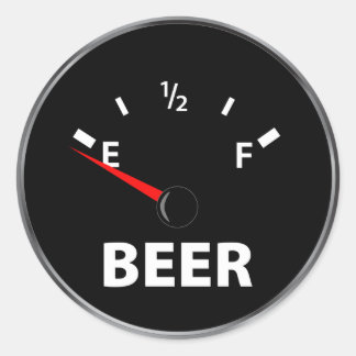 Out of Beer Fuel Gauge Classic Round Sticker