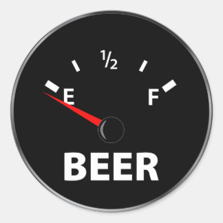 Out of Beer Fuel Gauge Classic Round Sticker