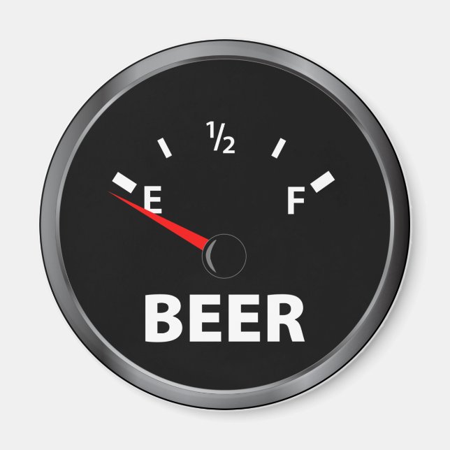 Out of Beer Fuel Gauge Magnet (Front)